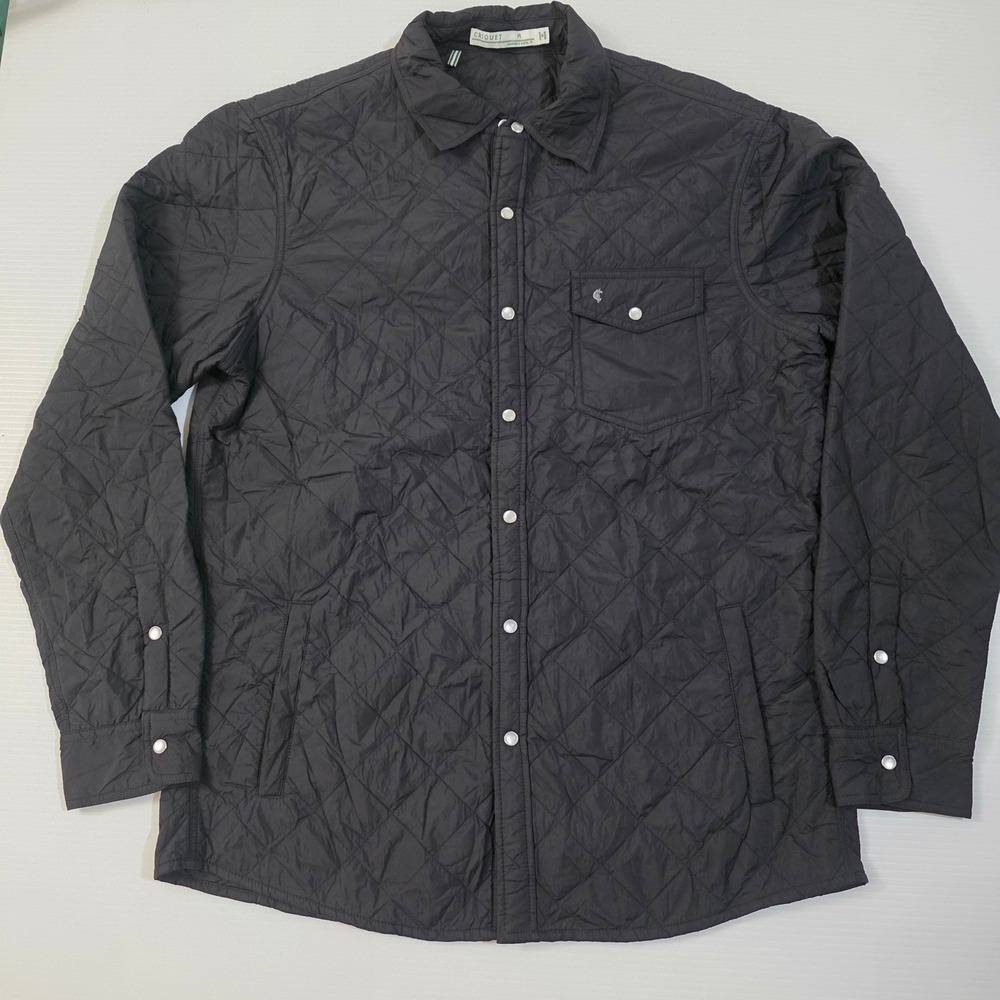 Criquet Quilted Shacket Black Mens Medium Lightweight Shirt Jacket Snap Front